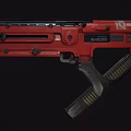 Red R-99 Gun Detailed View On Black Background With Magazine And Grip Design