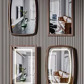 Decorative Wall Mirrors With Wooden Frames Lighted Edges And Interior Reflections
