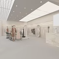 Modern Clothing Store Interior Design With Displayed Clothes Mannequins Racks And Potted Plants