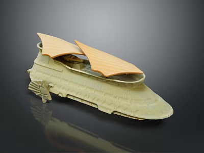 Aerospace Concept Spacecraft Model With Streamlined Body And Wooden Solar Panels 3d model