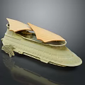 Aerospace Concept Spacecraft Model With Streamlined Body And Wooden Solar Panels