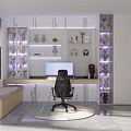 Modern Living and Dining Room with Floor to Ceiling Windows Sofa Coffee Table and Desk