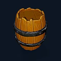 Rustic Wooden Barrel With Metal Hoops And Classic Wood Grain Design