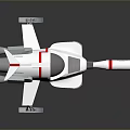 Futuristic White Spaceship Model With Red Stripes Transparent Cockpit Thrusters And Landing Gear