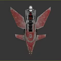 Red Futuristic Spaceship Model With Metallic Structure Open Cockpit And Detailed Wings