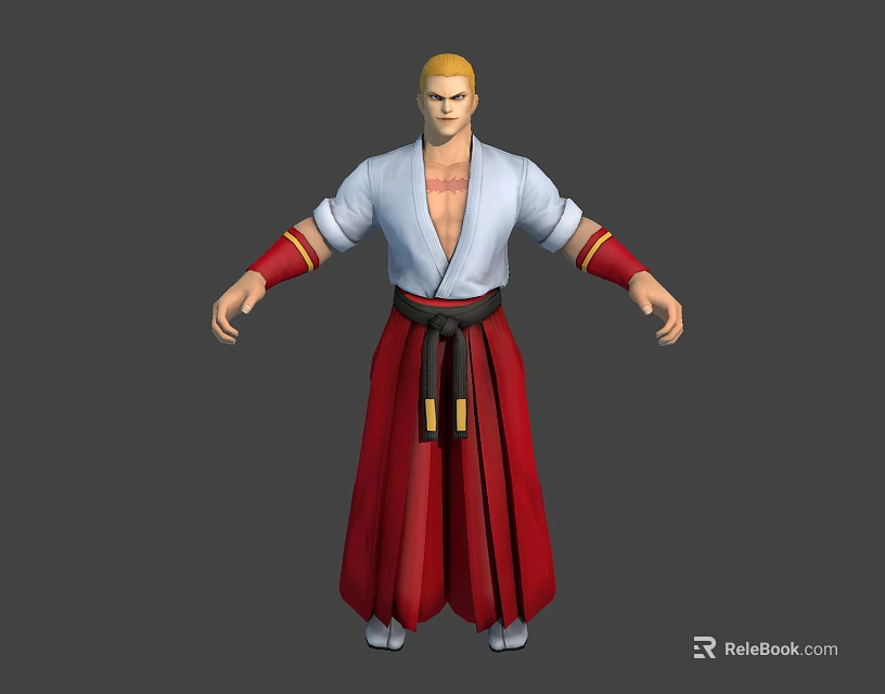 Blonde Haired 3D Character Model With White Top Red Skirt And Black Belt 3d model 