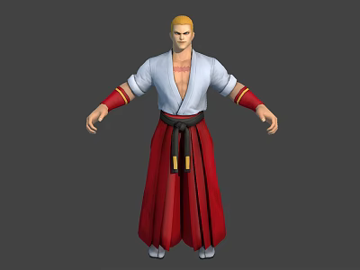 Blonde Haired 3D Character Model With White Top Red Skirt And Black Belt 3d model