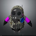 Tactical Weapon Character In Camouflage Uniform With Silver Gas Mask And Pink Sleeves