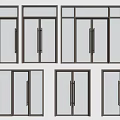 Modern Glass Swing Doors With Various Metal Frames And Handle Designs 3d model