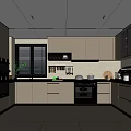 Modern Kitchen Interior with White Cabinets Open Layout Built-in Oven and Appliances