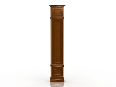 Decorative Wooden Column With Carved Details And Brown Finish For Interior 3d model