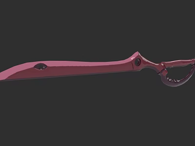 Modern Red Knife Featuring Unique Curved Handle And Sharp Blade 3d model