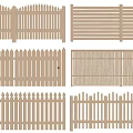 Different Wooden Fence Designs With Picket Slat And Patterned Panel Styles 3d model