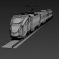 Green High Speed Train with Streamlined Design Red Pantograph Yellow Stripes Running on Railway Track