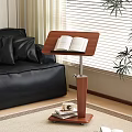 Modern Living Room Wooden Side Table with Black Sofa Coffee Cup Remote Control and Lamp