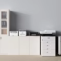 Modern Office Appliances Setup With File Cabinets Printers And Storage Units 3d model