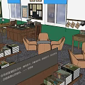 Cultural Center Interior With Exhibition Area Handicrafts Books And Display Shelves