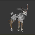 Futuristic Deer 3D Art Model With Transparent Skeleton Colorful Antlers And Orange Leg Details