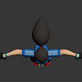3D Girl Character In Blue Sportswear With Red Sneakers High Ponytail And Outstretched Arms