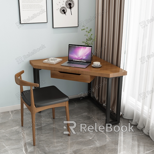 Nordic Corner Desk Home Office Desk and Chair Computer Desk model