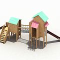 Modern slide wooden house slide 3d model