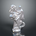 Detailed Silver Chess Knight on Horseback Shiny Figurine with Reflective Surface