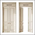 Classical Paneled Double Doors Featuring MMXXIV Numerals Closed And Open Brass Handles