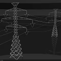 Public Utility High Voltage Transmission Towers With Power Lines And Grid Connection Structure 3d model