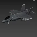 Gray Modern Fighter Jet With Stealth Design And Underwing Armaments 3d model