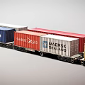 Freight Train with Multiple Colored Shipping Containers and Company Logos 3d model