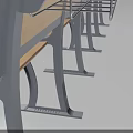 Modern Public Chair With Wooden Seat Backrest And Metal Frame Armrests For Public Spaces