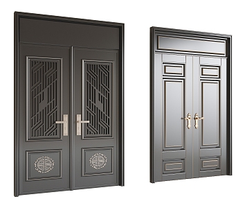 Modern security door double door 3d model