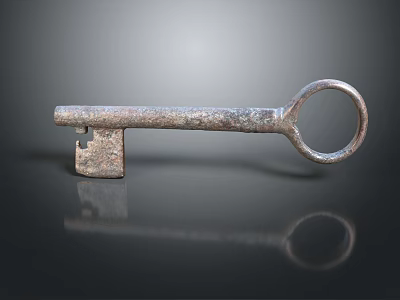 Unique Rustic Key Inspired Silver Jewelry Piece With Vintage Design 3d model