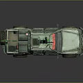 Green Military Off Road Vehicle With Reinforced Body And Roof Mounted Equipment