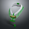 Fashionable Green And White Chain Necklace With Cross Pendant And Decorative GRIME Lettering