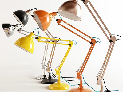 Modern Colorful Table Lamps With Adjustable Arms And Stylish Metal Bases 3d model