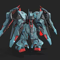 Game and Movie Character Blue and Gray Mecha With Red Beam Sword Mechanical Armor Design