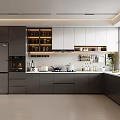 Modern Kitchen Interior Design With Dark Light Cabinets Island Counter And Appliances