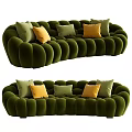 Green Velvet Sectional Sofa With Yellow And Green Decorative Pillows