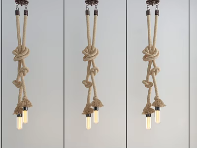 Woven Jute Rope Pendant Lights With Knotted Design For Home Decor 3d model