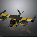 Yellow And Black Space Aerial Vehicle With Propellers And Engines For Exploration