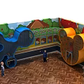 Colorful Indoor Playground Equipment with Climbing Structure Tunnel and Cartoon Murals for Kids