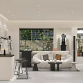 Modern Clothing Store Interior With Mannequins Display Racks And Cashier Counter