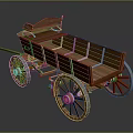 Vintage Wooden Carriage Design With Spoked Wheels And Classic Wooden Structure
