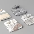 Stylish Modern Bedding Sets With Patterned Sheets Pillowcases And Decorative Throws 3d model
