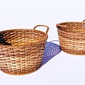 Modern Courtyard Sketches Bamboo Basket Dirty Clothes Basket Rattan Storage Basket Bamboo Vegetable Basket Woven Bamboo Basket Farming Sketches Basket 3d model