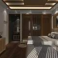 Traditional Hotel Guest Room With Wooden Decor Twin Beds And Landscape Paintings