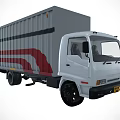 White Commercial Cargo Truck With Red Stripes On Container Body Design