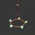 Modern Golden Circular Chandelier Design With White Spheres And Hanging Structure