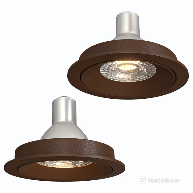 Modern Brown Silver Downlights With Warm Illumination And Sleek Design 3d model 